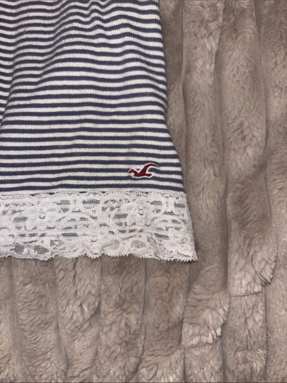 Hollister Navy & White Striped Lace Trim Camisole - Picture 3 of 4